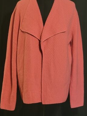 Waffle Knit Open-Front Women's Jacket in Coral